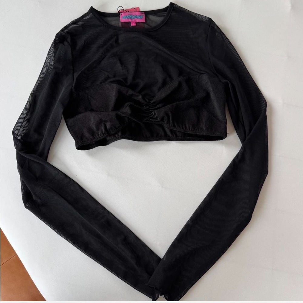 Edikted Black Long Sleeve Crop Top